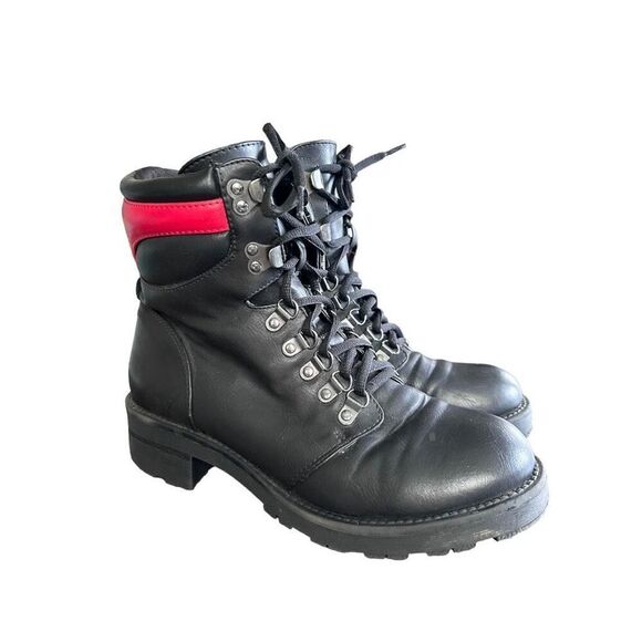 MIA WOMEN'S LACE-UP Size 8.5 LYZA BLACK/RED ANKLE WINTER COMBAT BOOTS - Picture 4 of 10